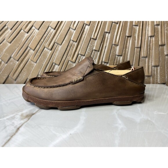 Olukai Moloa Men Leather Slip On Shoes Loafers Mules Slippers Sz 8.5 Brown main image 6
